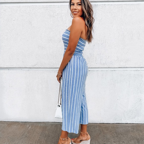 Beautiful blue striped Jumpsuit! - Picture 2 of 3